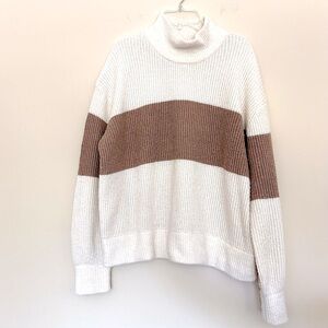 Pink Rose Women’s Cream and Brown Turtleneck Sweater
